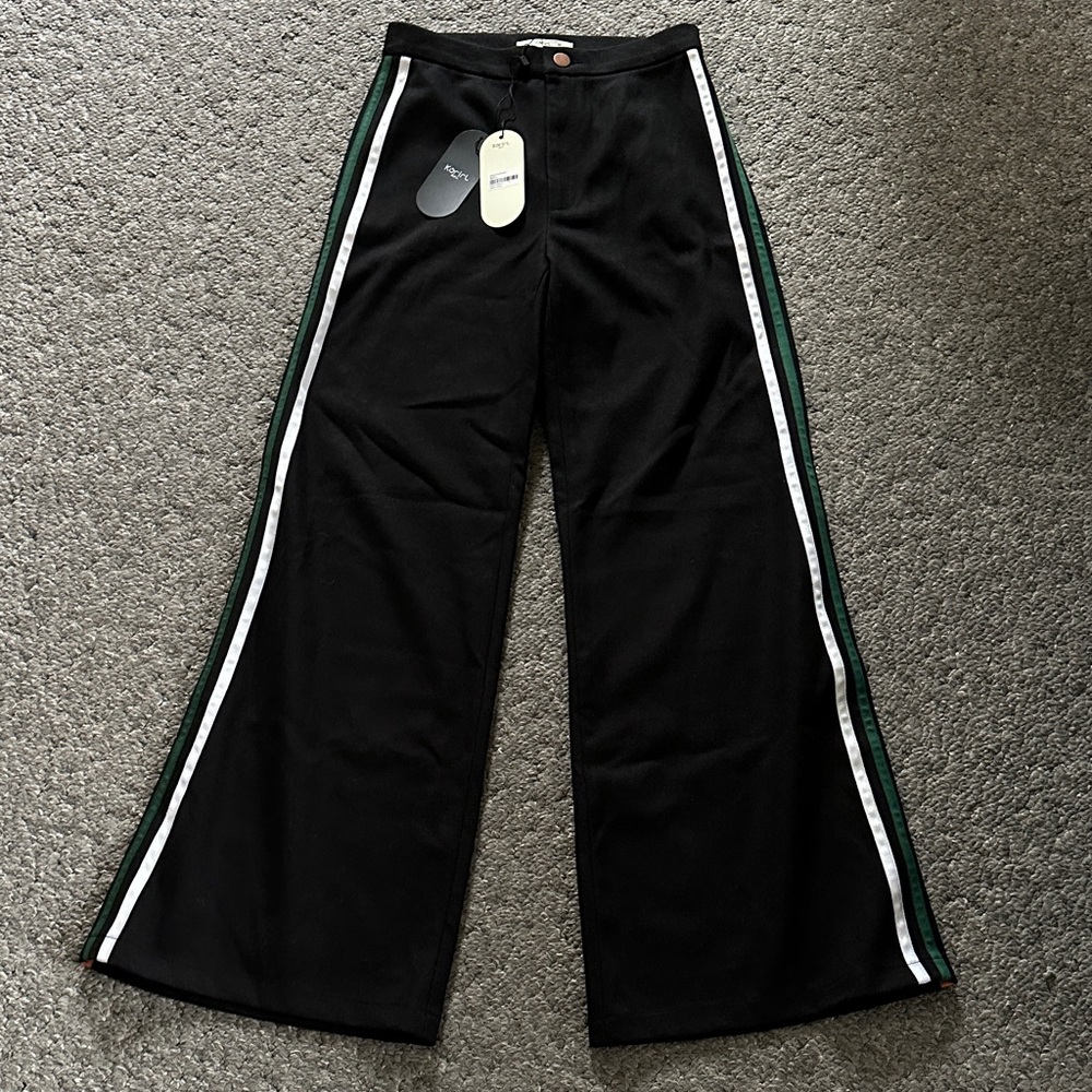 NWT Korirl Black Woven Bootcut Track Style Pant